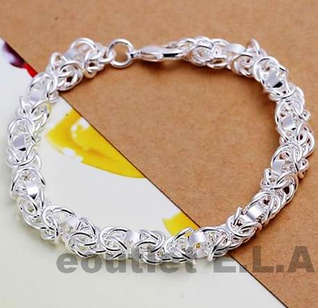 7MM WIDE MAGIC LINK SILVER BRACELET-21cm